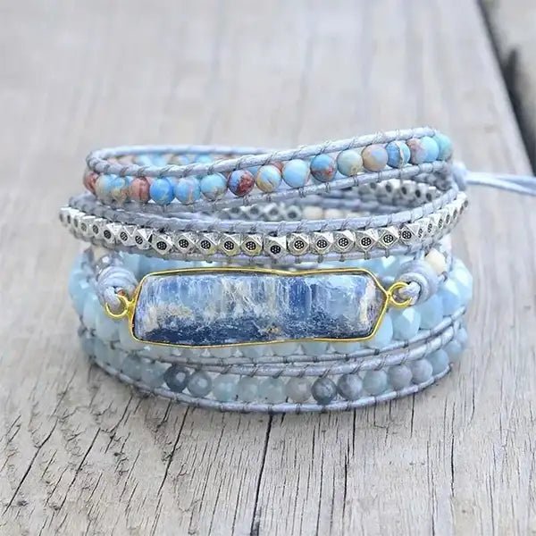 Bracelet Boho (Wrap) en Cyanite Harmonie Tranquille kaosix 2