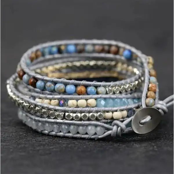 Bracelet Boho (Wrap) en Cyanite Harmonie Tranquille kaosix 3