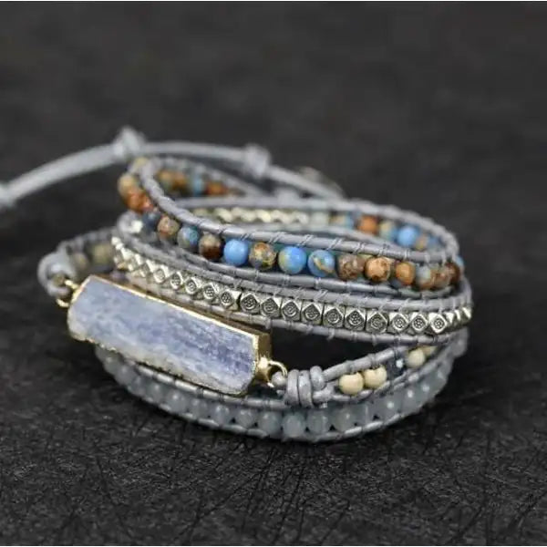 Bracelet Boho (Wrap) en Cyanite Harmonie Tranquille kaosix 4