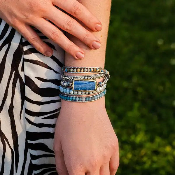 Bracelet Boho (Wrap) en Cyanite Harmonie Tranquille kaosix 6