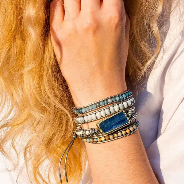 Bracelet Boho (Wrap) en Cyanite Harmonie Tranquille kaosix 7