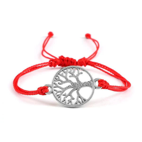 Bracelet Cordon Arbre de Vie Argenté Accessoire Porte-Bonheur fond blanc kaosix