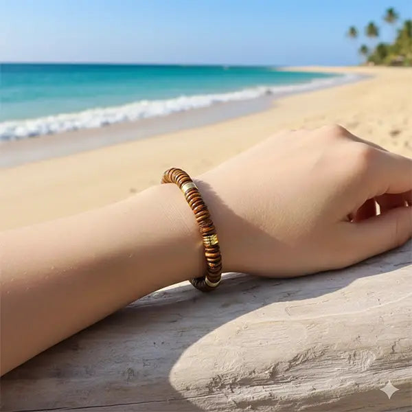 Bracelet Œil de Tigre Protection & Confiance Perles Heishi kaosix 6