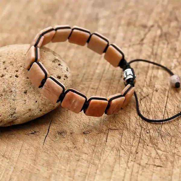 Bracelet Pierre de Soleil Pierres Rectangulaires Éclat et Énergie Positive sur pierre kaosix