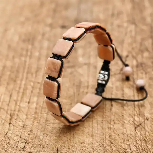 Bracelet Pierre de Soleil Pierres Rectangulaires Éclat et Énergie Positive sur tranche kaosix