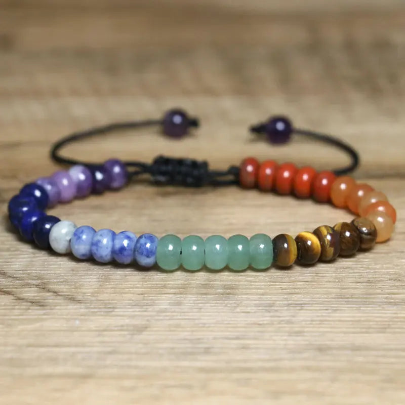 Bracelet 7 Chakras Tibétain Shamballa Pierres Rondelles 6mm kaosix 1