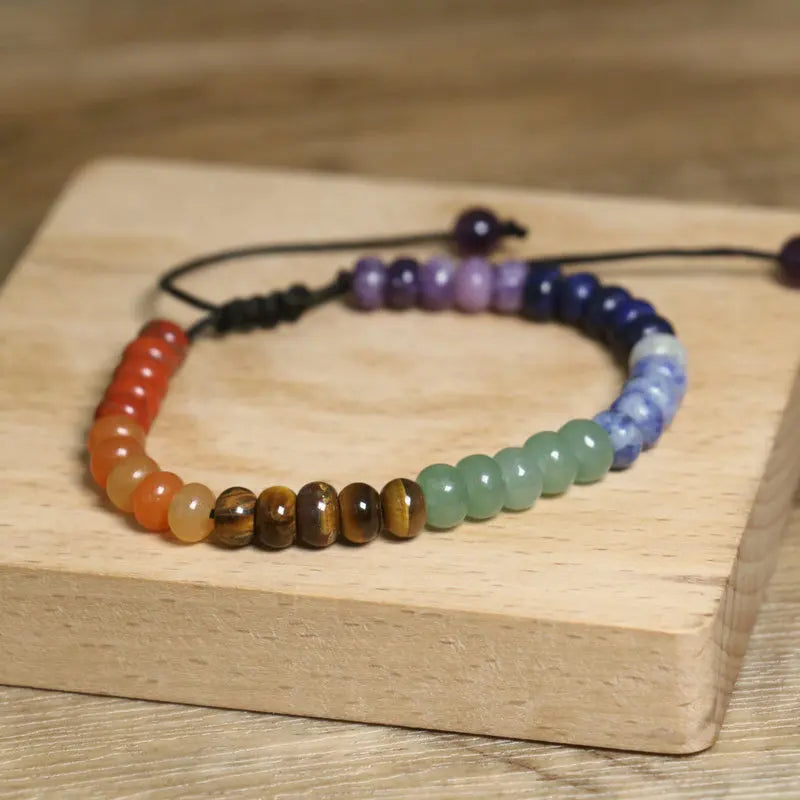 Bracelet 7 Chakras Tibétain Shamballa Pierres Rondelles 6mm kaosix 3