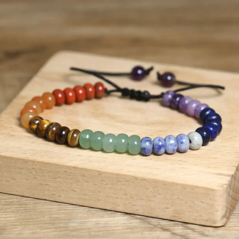Bracelet 7 Chakras Tibétain Shamballa Pierres Rondelles 6mm kaosix 4
