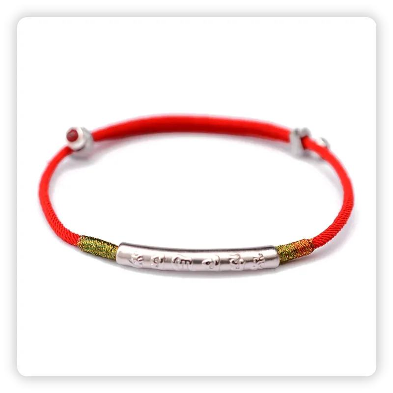 Bracelet Tibétain Rouge Chance et Mani Mantra kaosix