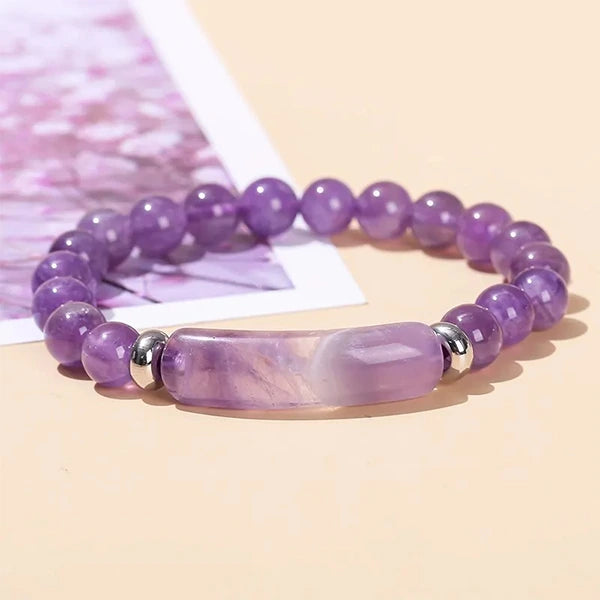 Bracelet en Améthyste Bande Courbe et Perles kaosix 2