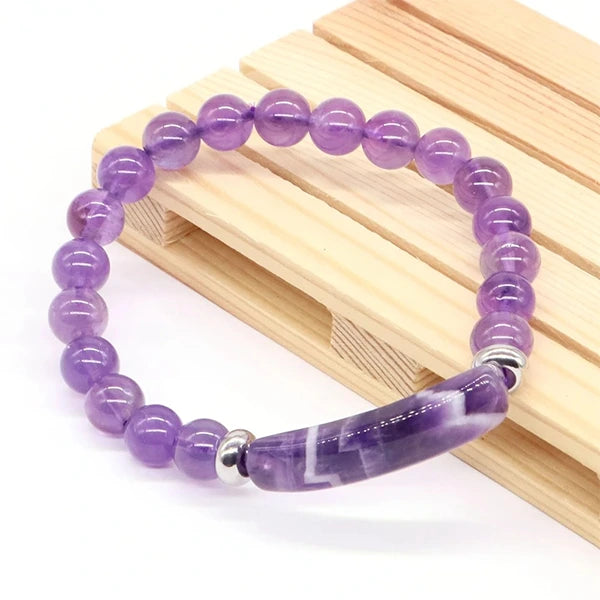 Bracelet en Améthyste Bande Courbe et Perles kaosix 3