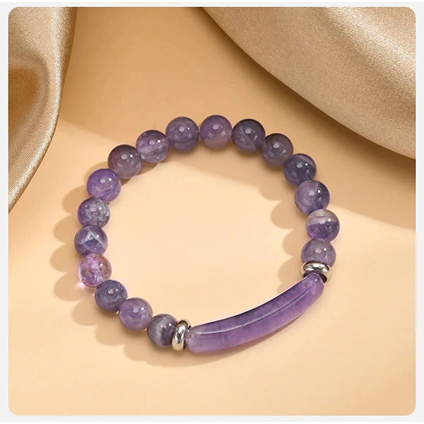 Bracelet en Améthyste Bande Courbe et Perles kaosix 4