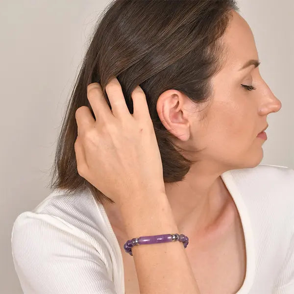 Bracelet en Améthyste Bande Courbe et Perles kaosix 6