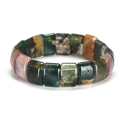 Bracelet pierres plates (plaquettes) agate indienne sur fond blanc Kaosix