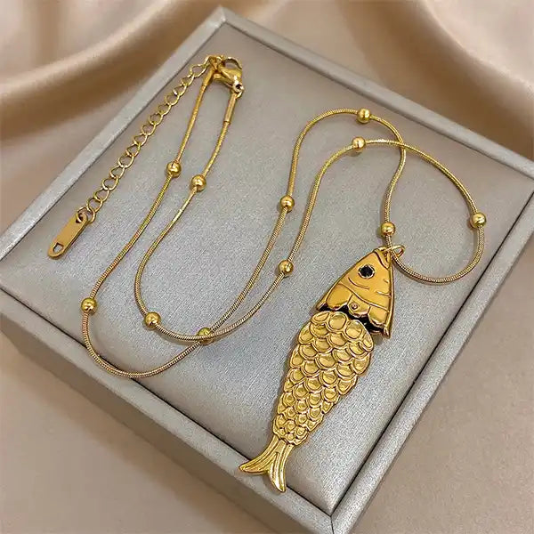 Collier Pendentif Carpe Koï Dorée Porte-Bonheur Élégant kaosix 3