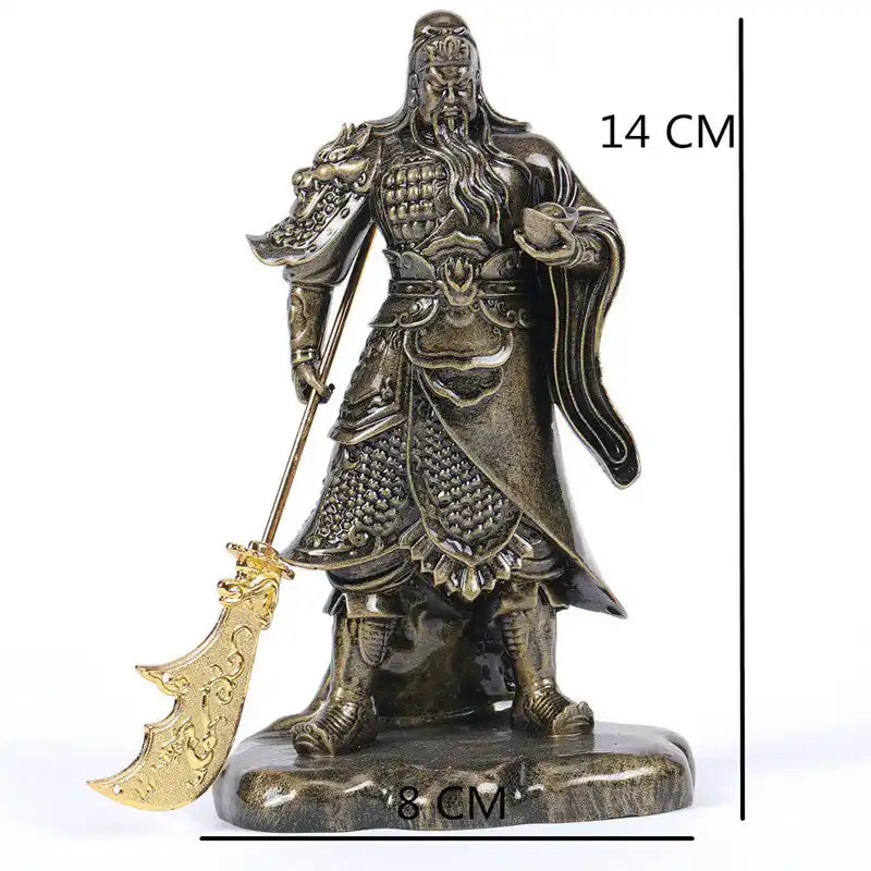 Dimensions Statue Guerrier Chinois Guan Yu (Guan Gong) Bronze sur fond blanc kaosix
