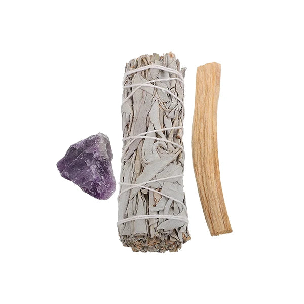 Kit de Purification Sauge Blanche, Palo Santo et Améthyste kaosix 1