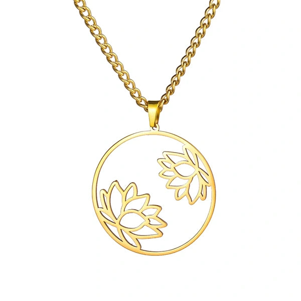 Pendentif Fleur de Lotus Dialogue Spirituel Double fleurs kaosix 1