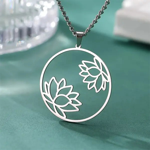 Pendentif Fleur de Lotus Dialogue Spirituel Double fleurs kaosix 2