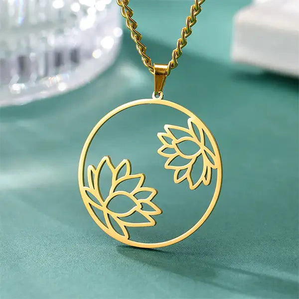 Pendentif Fleur de Lotus Dialogue Spirituel Double fleurs kaosix 3