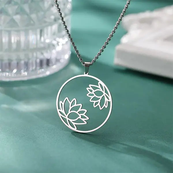 Pendentif Fleur de Lotus Dialogue Spirituel Double fleurs kaosix 4