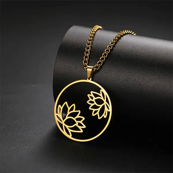Pendentif Fleur de Lotus Dialogue Spirituel Double fleurs kaosix 9