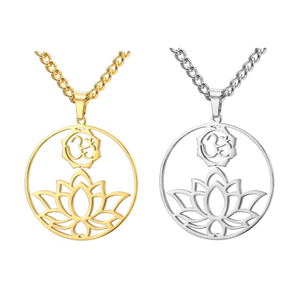 Pendentif Fleur de Lotus OM Collier Spirituel pour Méditation kaosix 1