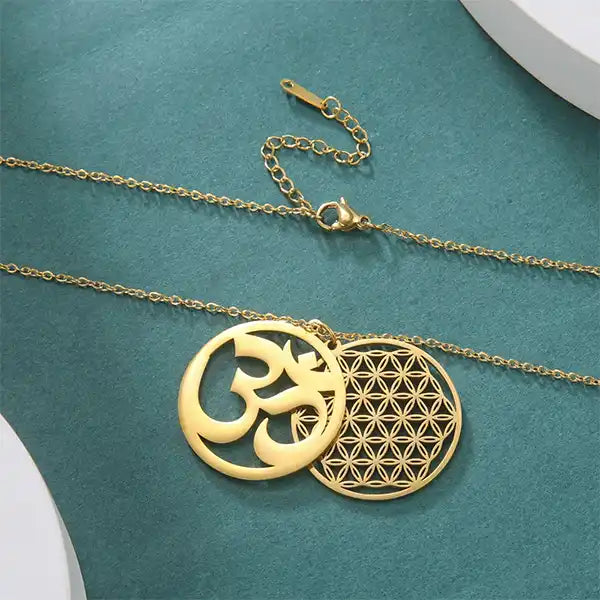 Pendentif Fleur de Vie OM Collier Double Symbole Spirituel kaosix 4