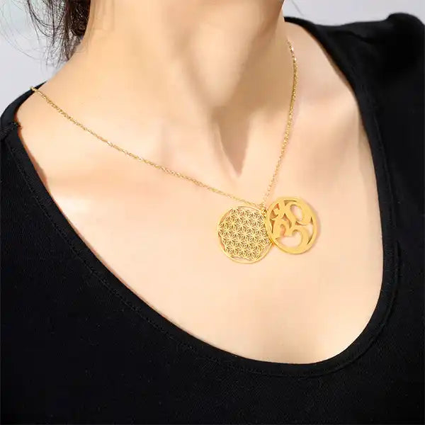 Pendentif Fleur de Vie OM Collier Double Symbole Spirituel kaosix 8