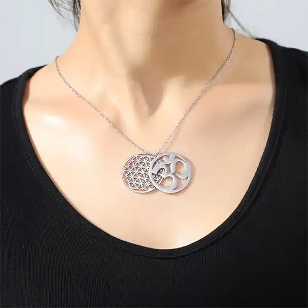 Pendentif Fleur de Vie OM Collier Double Symbole Spirituel kaosix 9