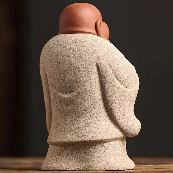 Petit Bouddha rieur blanc vue de dos kaosix