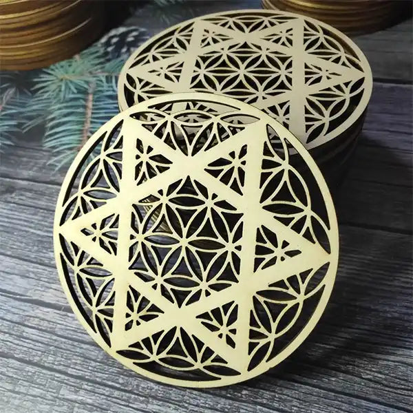 Petits Supports en Bois de Géométrie Sacrée pour Recharger vos Pierres (10 cm) kaosix 7