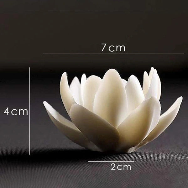 Porte Encens Fleur de Lotus en Céramique Blanche Élégance et Sérénité surface noire dimensions kaosix