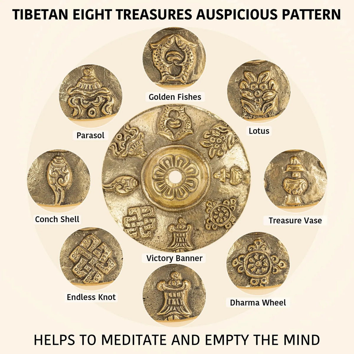 Cymbales Tingsha Tibétaines en Laiton & Cuir