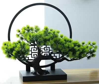 Bonsaï Artificiel Zen avec Cadre Feng Shui Sculpture Décorative d'Intérieur kaosix