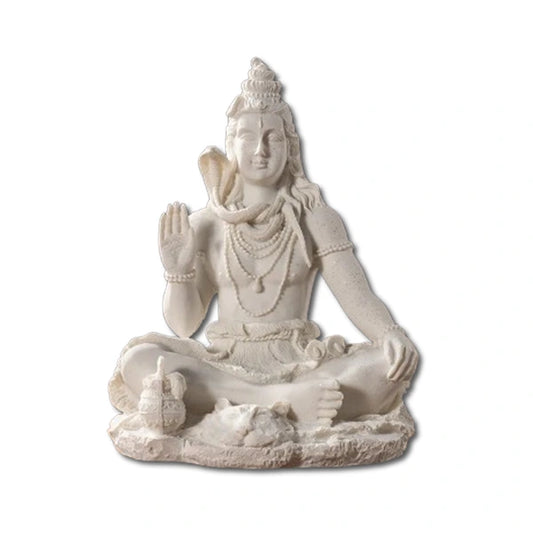 Statue Shiva Blanche en Résine Paix et Sérénité fond blanc kaosix