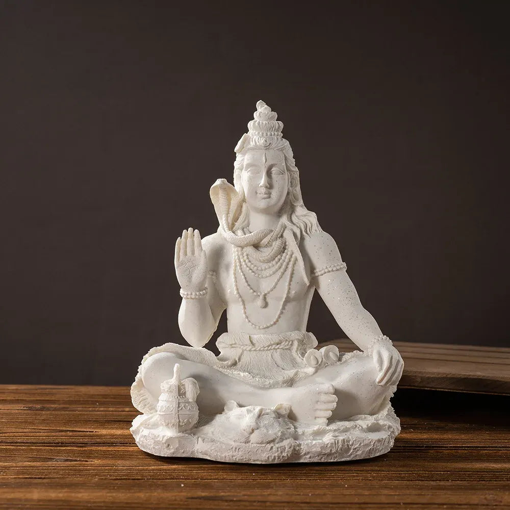 Statue Shiva Blanche en Résine Paix et Sérénité fond kaosix 1
