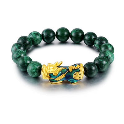 Bracelet Jade Pi Xiu Abondance sur fond blanc avec cadre orange Kaosix