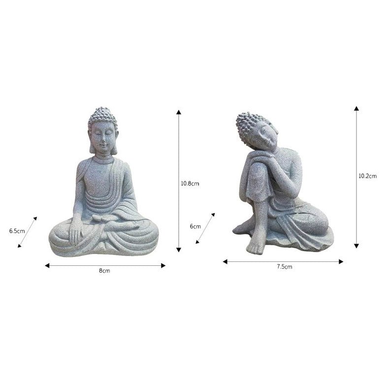 Dimensions Statue Bouddha assis appel la terre et au repos sur fond blanc Kaosix