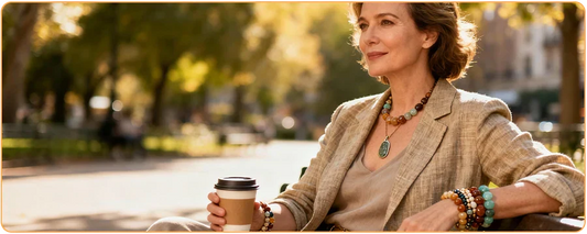 Photo de couverture article : Bijoux en pierres et style casual chic au quotidien