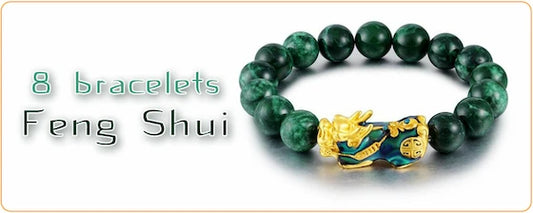 un Bracelet Jade Pi Xiu Abondance avec linscription Feng Shui en vert et noir sur fond blanc Kaosix