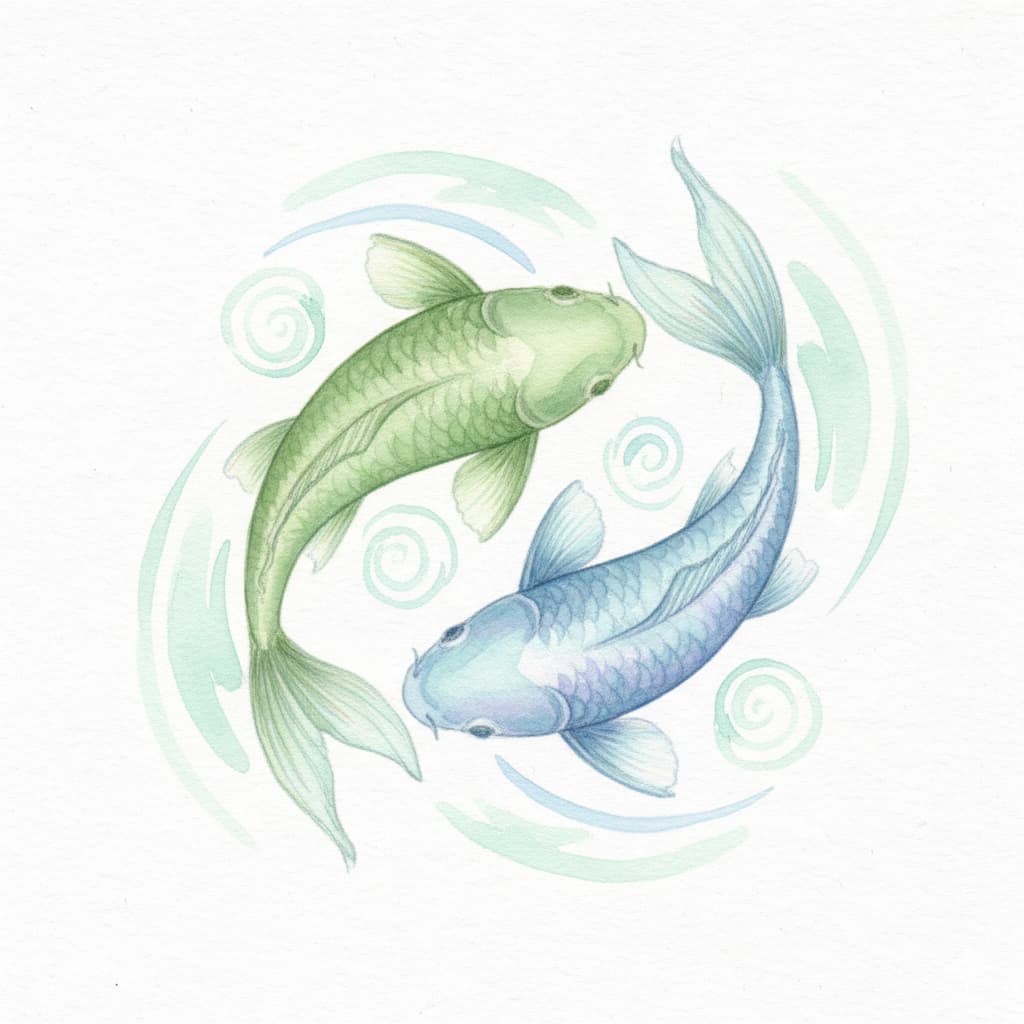 Carpes Koi bleu et vert kaosix