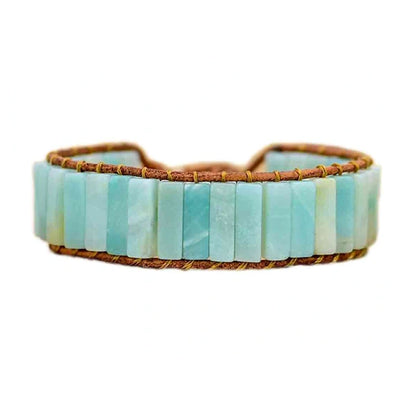 Bracelet Amazonite Bâtonnets Boho Wrap sur fond blanc kaosix