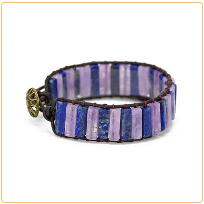 Bracelet Améthyste Lapis-lazuli Bâtonnets Boho Wrap sur fond blanc kaosix