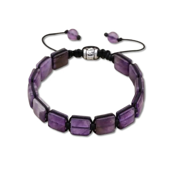 Bracelet Améthyste Pierres Rectangulaires Élégance et Énergie fond blanc kaosix