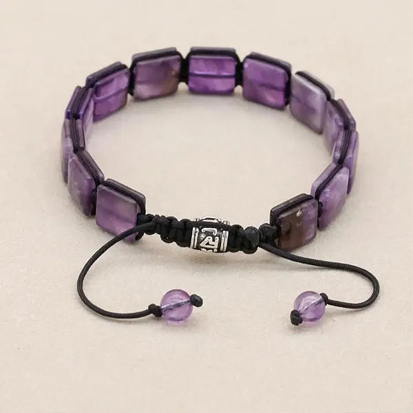 Bracelet Améthyste Pierres Rectangulaires Élégance et Énergie vue de derriere kaosix
