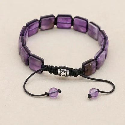 Bracelet Améthyste Pierres Rectangulaires Élégance et Énergie vue de derriere kaosix