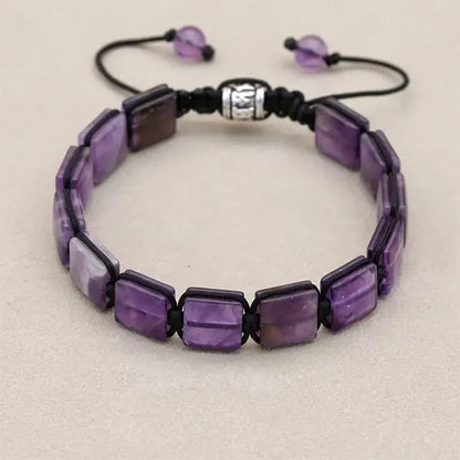 Bracelet Améthyste Pierres Rectangulaires Élégance et Énergie vue face kaosix