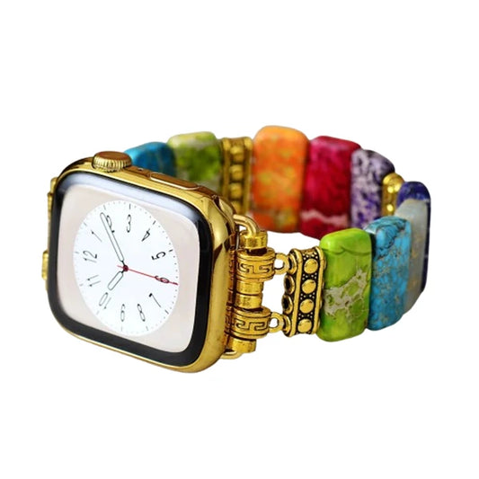 Bracelet Apple Watch 7 Chakras en Jaspe Harmonie et Énergie kaosix 1