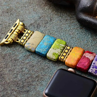Bracelet Apple Watch 7 Chakras en Jaspe Harmonie et Énergie kaosix 6